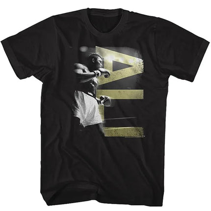 Muhammad Ali American Retro Punk Style Summer Loose Short Sleeve T-Shirt Linen Material Stripe Pattern round Neck Thin Fabric