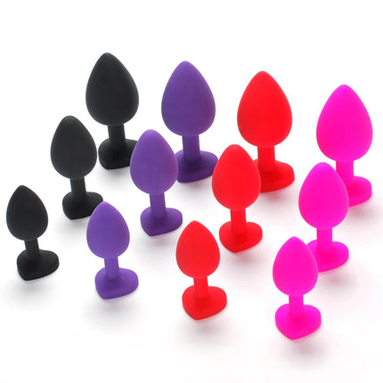 Silicone Anal Plug Adult Toys for Men Women Heart Crystal Anal Trainer for Couples Sex Toys Silicone Butt Plug Anal Toy 3 Sizes