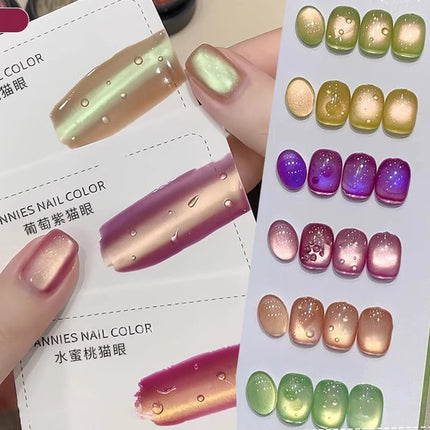 New Fruit Gift Box Cat Eye Nail Polish Gel 2025 Flash Glass Bead Cat Eye Nail Guava Grape Green Apple UV Nail Varnish Manicure