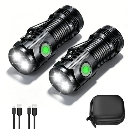 Mini Portable High Brightness 3 LED Flashlight Rechargeable Power Display Multifunctional Mini Outdoor Light Use Fishing Camping