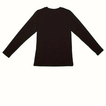 Pink Love Letter Lip Print T-shirt Long Sleeve Crew Women's Autumn Winter Long-sleeved Black T-shirt Loose Comfortable