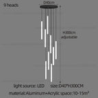 9 heads / white light