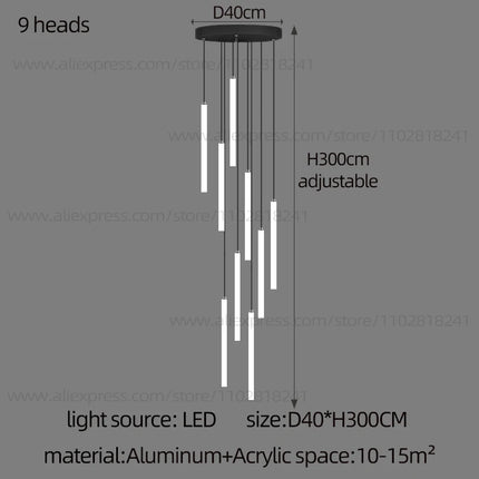 Minimalist Chandelier LED Stair Strip Lamp Duplex Building Interior Lighting Lamps Modern Dining Table Living Room Pendant light