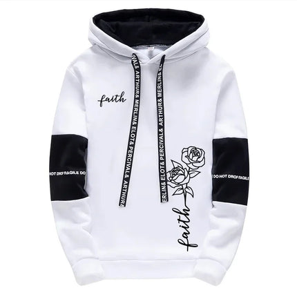 Faith Flower Print Hoodie and Sweatpants 2pcs Set Men/women Daily Casual Sports Hooded Outfit Autumn Unisex Fashion Jogging Suit