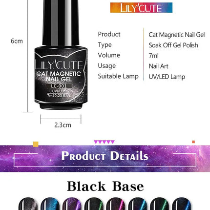 LILYCUTE 7ml 9D Cat Magnetic Gel Nail Polish Iridescent Magnet Semi Permanent Soak Off UV LED Manicure For Nail Art Gel Varnish
