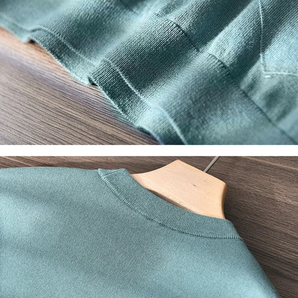 85% Silk + 15% Cashmere Men's T-shirt Casual Solid Color Knitted Pullover Short-Sleeved Round Neck Tees Basic Tops
