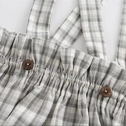 Baby Rompers Newborn Boy Girl Sleeveless Jumpsuits Sunsuits One Piece Infant Netural Plaid Outfits Toddler Clothes 6m-3T