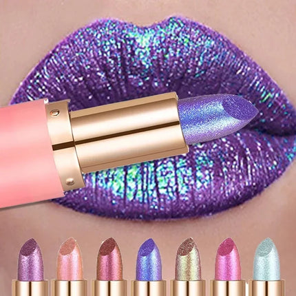 Chameleon Lipstick Color Changing Matte Glitter Diamond Lipstick Waterproof Pearl Shine Lip Gloss Sexy Makeup