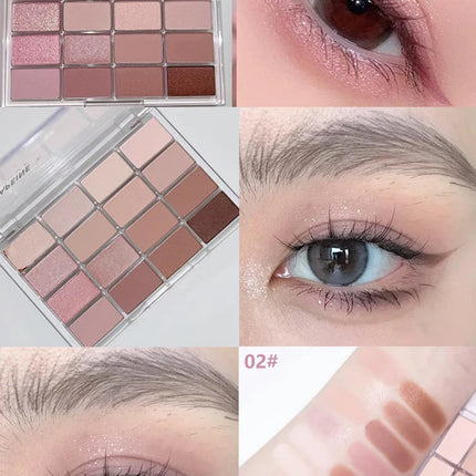 16-Color Korean Eyeshadow Palette Matte Pearlescent Low Saturation Long Lasting Brown Pink Glitter Eye Shadow Eye Makeup Palette