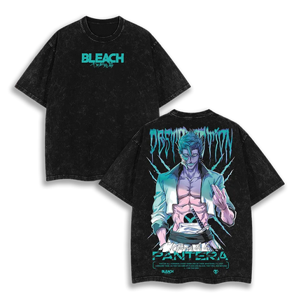 Washed Oversized Bleach Anime Graphic T Shirt Women Men Ichigo Kurosaki Bankai Hollow Bleach T-Shirt Female Male Clothing Tees