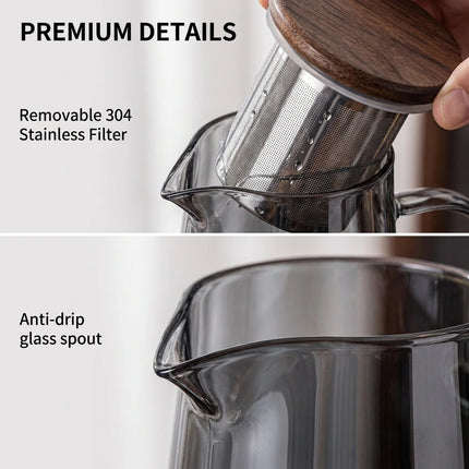 High Borosilicate Glass Pitcher Heat Resistant Water Kettle for Home Office Tea Cold Brew Fruit Infuser Jug Stylish Carafe
