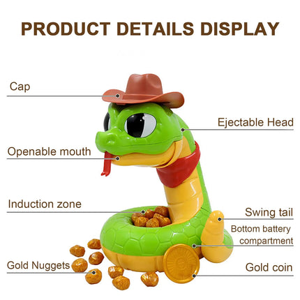 Electric Rattlesnake Prank Toy, Interactive Snake Game with Gold Nuggets, Fun Family Party & Halloween Toy Gift