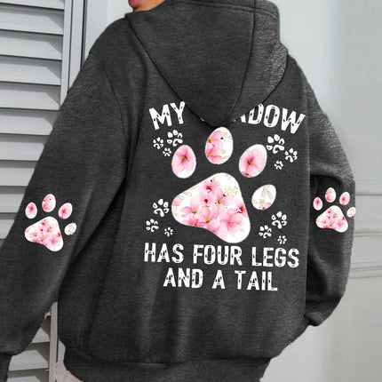 Autumn Womens Hoodies Cute Cat Paw Printing Sweatshirts Warm Fleece Soft Comfortable Pullovers Fashion Loose Female Clothing