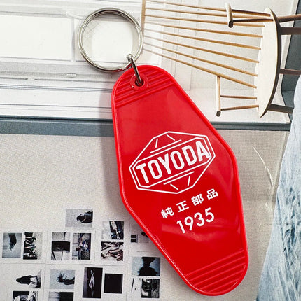Japanese Retro Camping Style Toyoda Keychain Toyota Trend Fuji Subaru Car Interior Decoration Plate Pendant Keychain