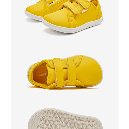HOBIBEAR Boys Girls Barefoot Shoes Kids Wide Toe Minimalist Sneakers Lightweight Hook Loop Artificial Leather Shoes