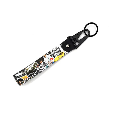 Initial D Car Keychain Nylon JDM Style Gift Lanyard Keyring Auto Key Steel Spring Clip Key Starp Key Pendant