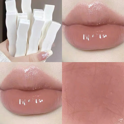 Cappuvini Red Lip Tint Black White Tube Lipstick Light Watery Lip Glaze Soft Mist Lip Gloss Moisture Lipstick 1pcs Mirror Watery
