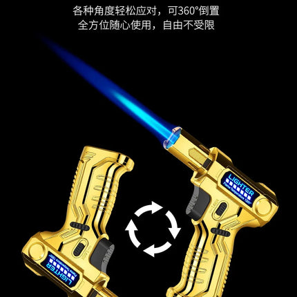 Metal High-temperature High Flame Welding Gun Lighter Windproof Direct Spray Flame Safety Lock Kitchen Cigar Outdoor Lighter