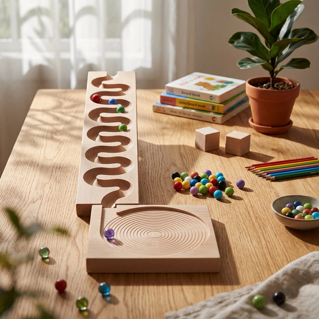 Marble Run with Wooden Blocks Stem Wooden Marble Run Set Learning Eco-Friendly for Preschoolers, Child-Centered School, Playroom