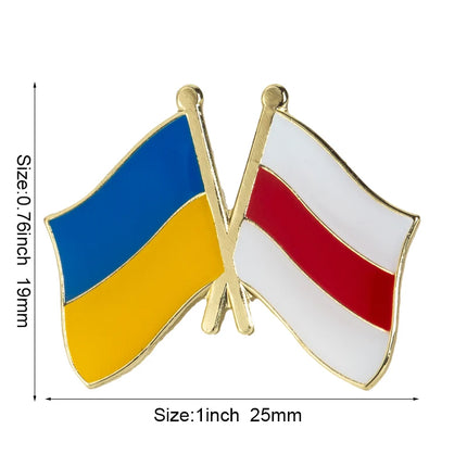 Ukraine and Belarus Friendship Flag Badge Flag Brooch National Flag Lapel Pin International Travel Pins