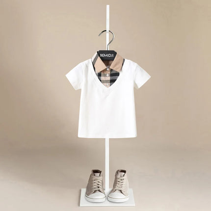 Summer Baby Boys Clothes Shirt Short Sleeve Tee Tops Fashion Toddler Children Sport  Shirts Little Kids Outfits Fake Two