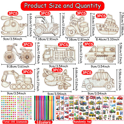 398PCS car wooden crafts set, transportation wooden crafts set, birthday crafts gift, suitable for DIY crafts for girls/boys