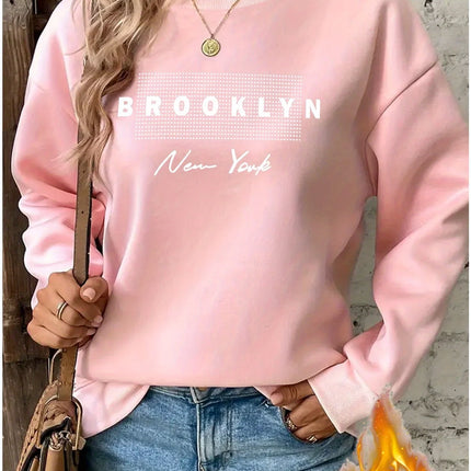 Women's autumn and winter casual fashion loose comfortable warm California Los Angeles printed round neck long sleeved pullover