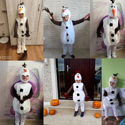 Children's Olaf Character Costume Toddler Fantasy Party Outfit New Year Christmas Performance Costume with Hat and Vest