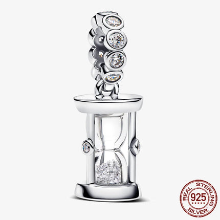 Key & Lock 925 Sterling Silver Pave Moon Heart Flower Dangle Charms Fit Original Bracelet Beads Jewelry DIY Gift plata de ley