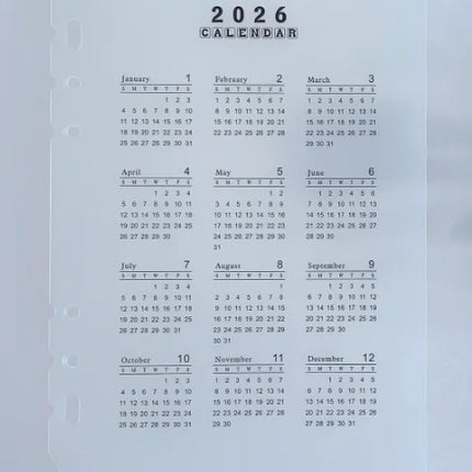 2026 40Sheet Kawaii A5 A6 Loose Leaf Notebook Refill Spiral Binder Index Paper Inner Pages Daily Planner Line Grid Blank Agenda