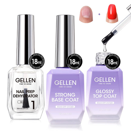GELLEN Nail Polish Set 18ml 4PCS Kit Base Coat Top Gel Cuticle Softener Oil Salon Quality Manicure Pedicure Valentines Gift
