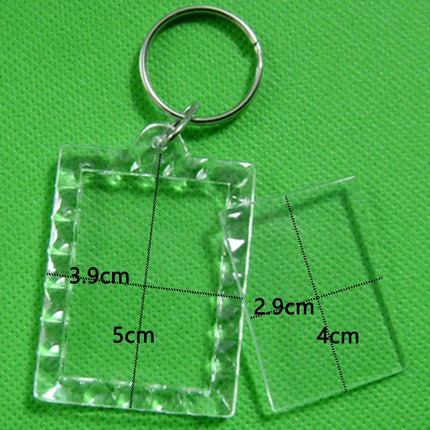 Photo Frame Keychian Acrylic Rectangle Insert Picture Frame Keyring Key Holder DIY Split Ring Gift for Women Ladies Girls