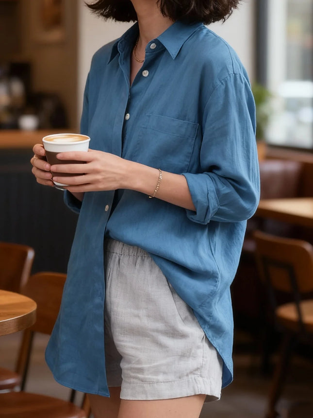 Plus Size Women's Fashionable Solid Color Shirt Autumn Top Versatile Outerwear Formal Women's Clothing