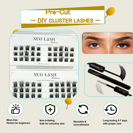 Nuo Cluster Eyelash Thin Band Natural Look Wholesale Diy Pre-cut Lash Extensions Super Soft Segment Lash Clusters Private Label