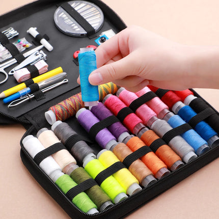 Complete Sewing Kit with Threads Needles Scissors Tape Measure Buttons Portable Travel DIY Embroidery Handwork Sewing Tool Set