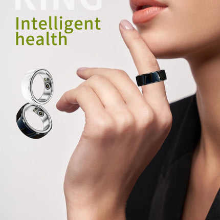 Waterproof R08M Health Smart Ring Nano Ceramic Stainless Steel Rings Heart Rate Blood Oxygen Sleep Emotion Monitor Sport For Man