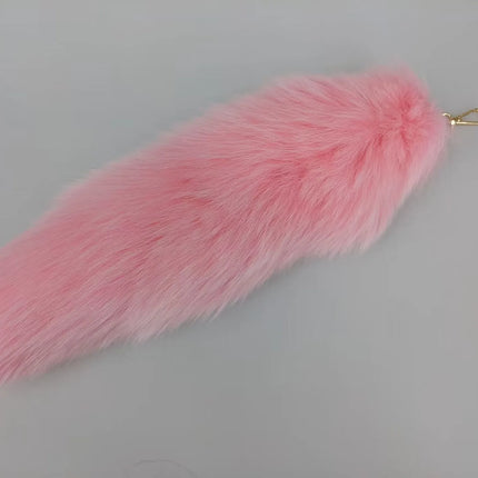 natural fox fur tail keychain furry 2024 chic y2k  beautiful accessory length 40 cm Car Keychains For Women