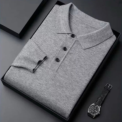 100% Pure Wool Cashmere Sweater Men's POLO Neck Knitted Pullover Autumn Winter New Warm Top Fashion Korean Edition Jacket