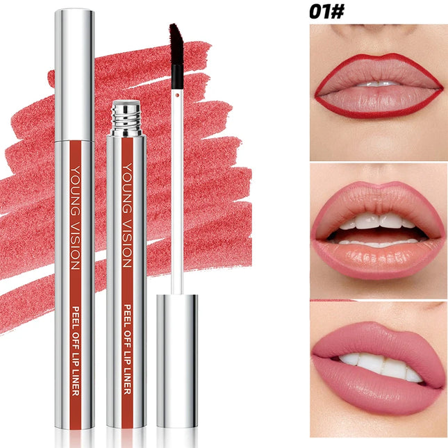 6-Color Lip Liner Pen   Peel-Off Lip Gloss   Waterproof Long-Lasting Matte Brown Peel-Off Lip Gloss Cosmetics