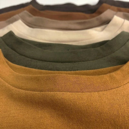 1-7Y Kids Cotton Shirt Solid Caramel Coffee Color Children's 2025 Autumn New Boys Girls Cotton Stylish Long Sleeved T-shirt