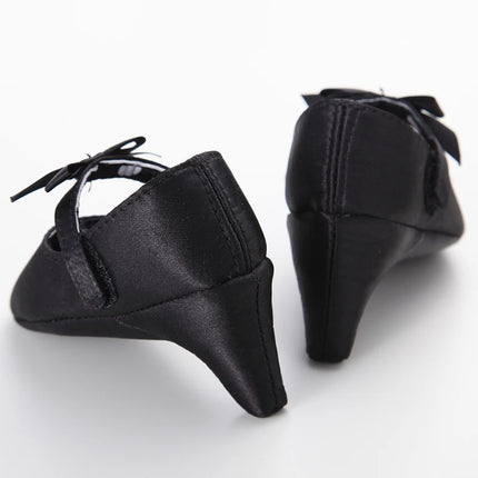Princess Style Newborn Baby Girl Cute Shoes Solid Color Bow High Heels First Step Toddler Walk Party Dress Footwear
