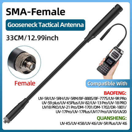 ABBREE CS Tactical Antenna SMA-Female Dual Band VHF UHF 144/430Mhz Foldable For Walkie Talkie Baofeng UV-21 UV-5R QuanSheng K5