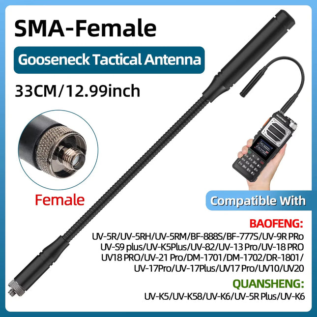 ABBREE CS Tactical Antenna SMA-Female Dual Band VHF UHF 144/430Mhz Foldable For Walkie Talkie Baofeng UV-21 UV-5R QuanSheng K5