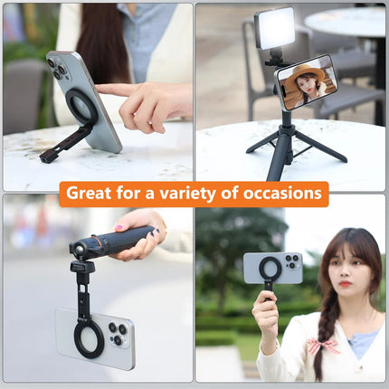 VRIG Magnetic Phone Holder Tripod Mount MagSafe Phone Stand W 1/4 Cold Shoe for iPhone 16 15 14 Samsung Phone Camera Accessories
