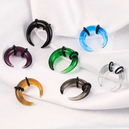 Casvort 1PCS Cozy Glass Stretching Kits Pincher Taper with O-Rings Buffalo Septum Retainers Hypoallergenic Piercing Jewelry