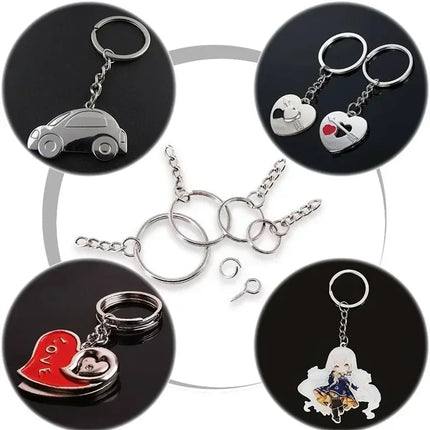 50/100pcs Stainless Steel Metal Blank Keyring Keychain Split Rings DIY Keyfob Keys Ring Lobster Clasp Key Pendant Chains Buckles