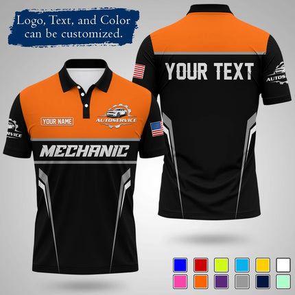 Mens Customizable Mechanic Work Polo Shirts Personalized Text And Logo Short Sleeve Tops 2026 Summer Breathable Sports POLO Tops