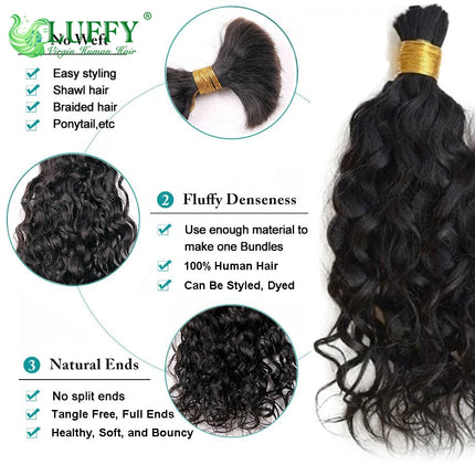 Bulk Human Hair for Braiding Water Wave No Weft Double Drawn Full End Burmese Wet and Wavy Human Hair Extensions for Braids