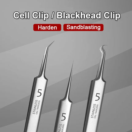 German Ultra-fine No. 5 Cell Pimples Blackhead Clip Tweezers Beauty Salon Special Scraping & Closing Artifact Acne Needle Tools