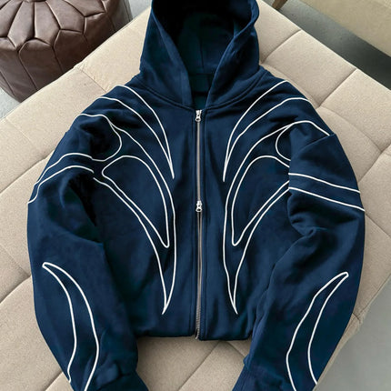 New American street style personalized cross foam printed men's and women's fashionable loose hooded sweatshirt
